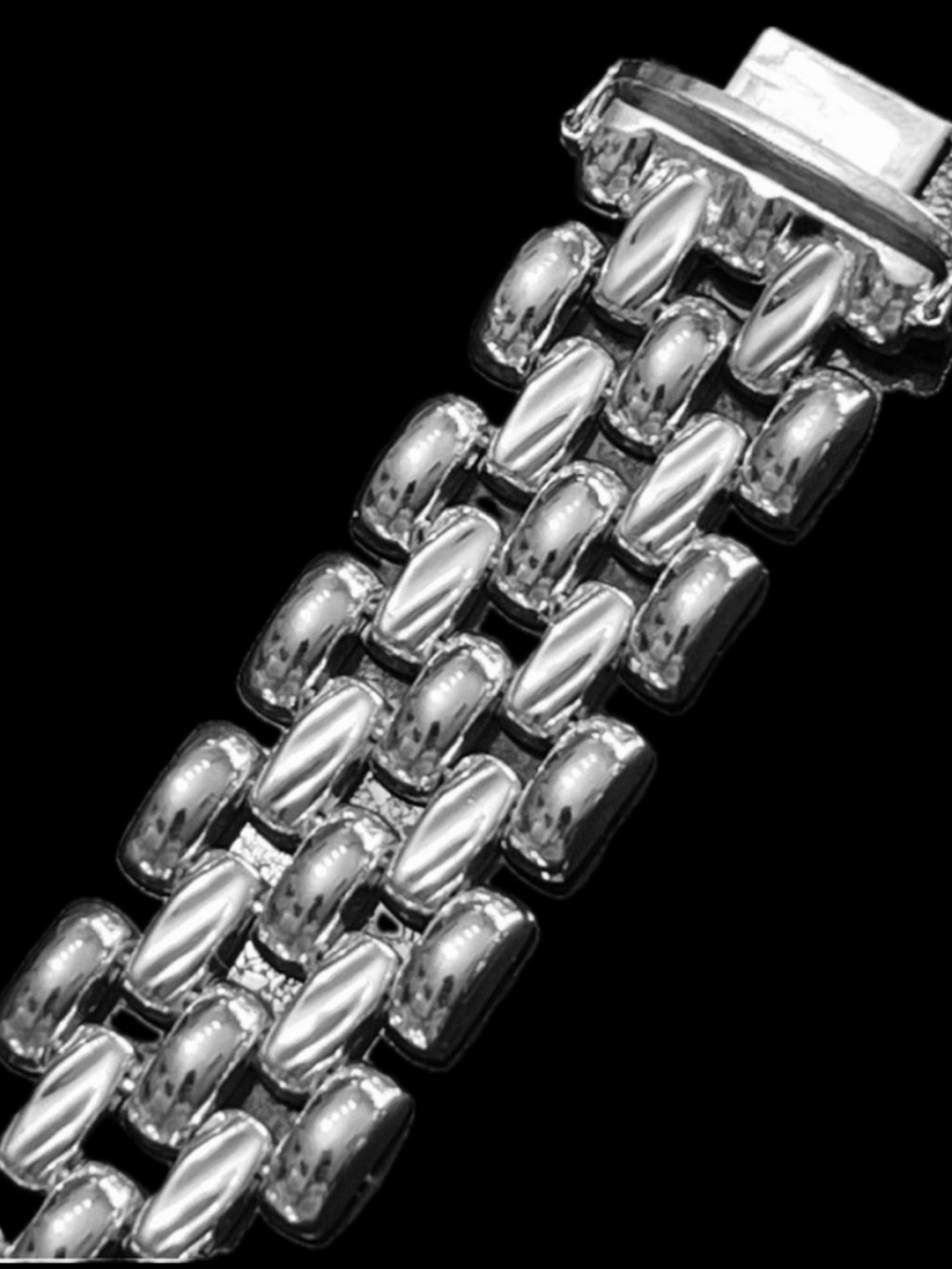 Big mirrored polished sterling silver stampato statement bracelet vintage QVC